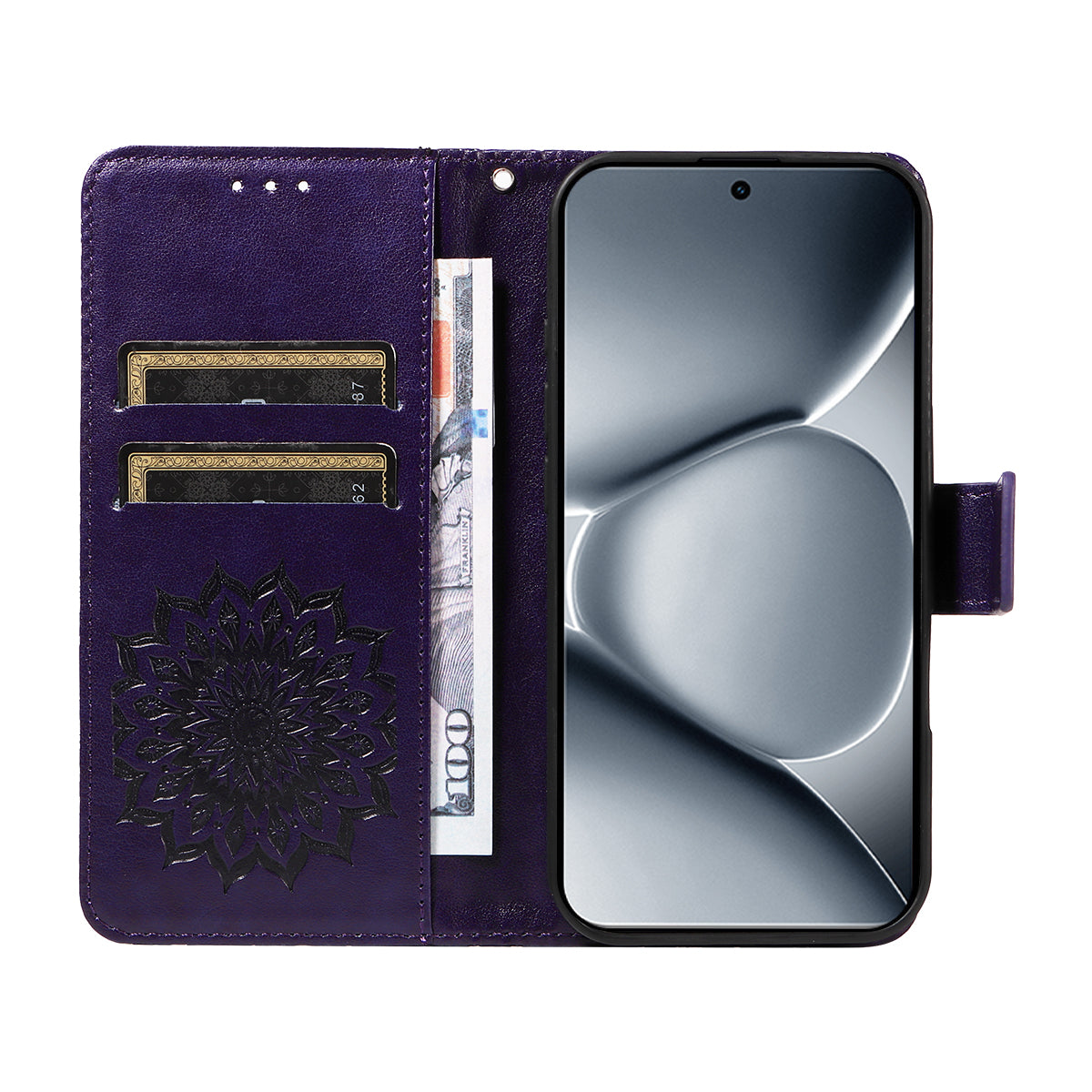 For Xiaomi Poco M8 Pro 5G / Redmi Note 15 Pro+ 5G (Global) Leather Wallet Case Sunflower Imprinted Phone Cover - Purple