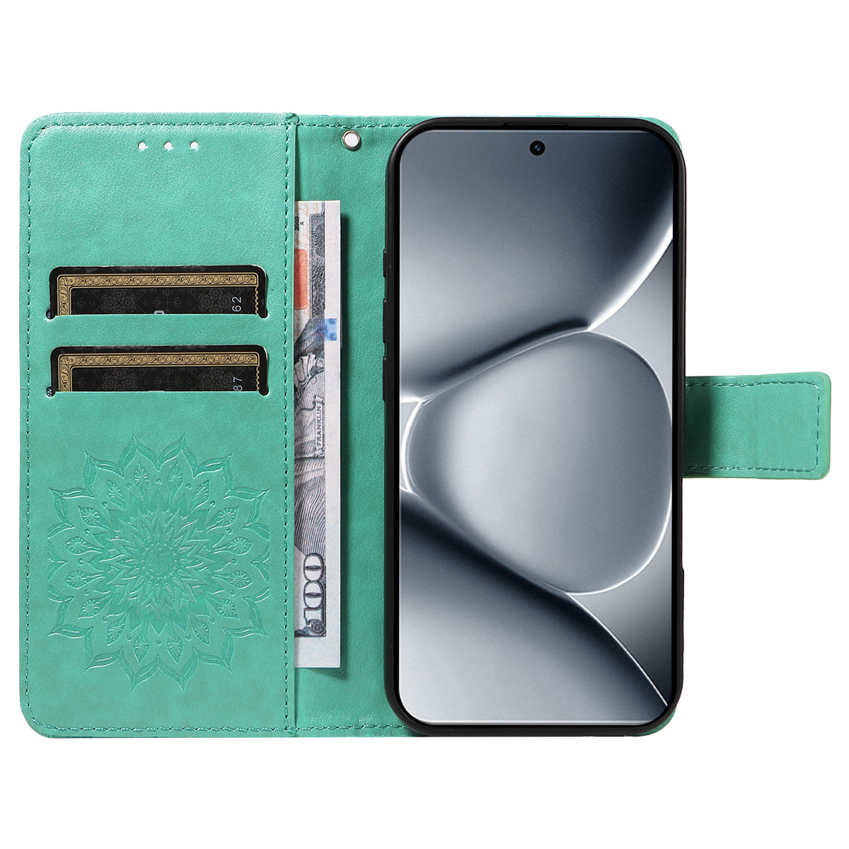 For Xiaomi Poco M8 Pro 5G / Redmi Note 15 Pro+ 5G (Global) Leather Wallet Case Sunflower Imprinted Phone Cover - Green
