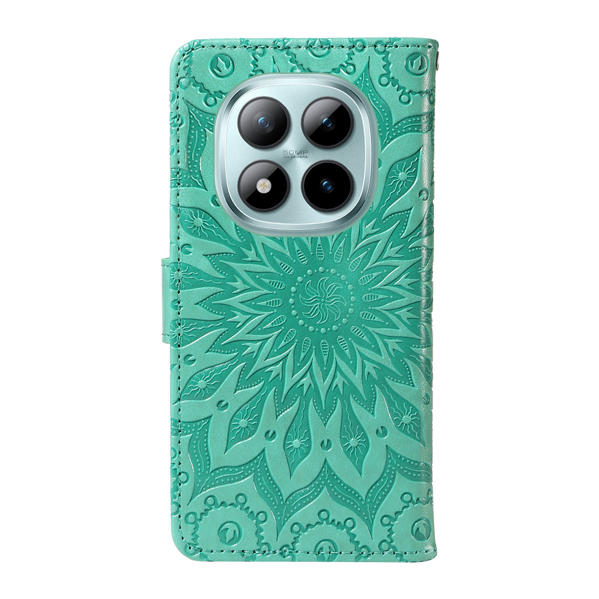 For Xiaomi Poco M8 Pro 5G / Redmi Note 15 Pro+ 5G (Global) Leather Wallet Case Sunflower Imprinted Phone Cover - Green