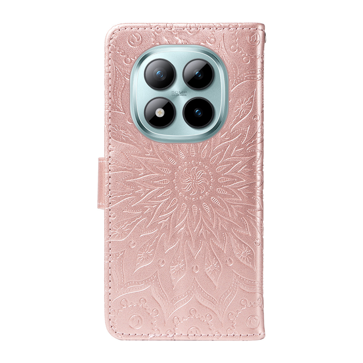 For Xiaomi Poco M8 Pro 5G / Redmi Note 15 Pro+ 5G (Global) Leather Wallet Case Sunflower Imprinted Phone Cover -  Rose Gold