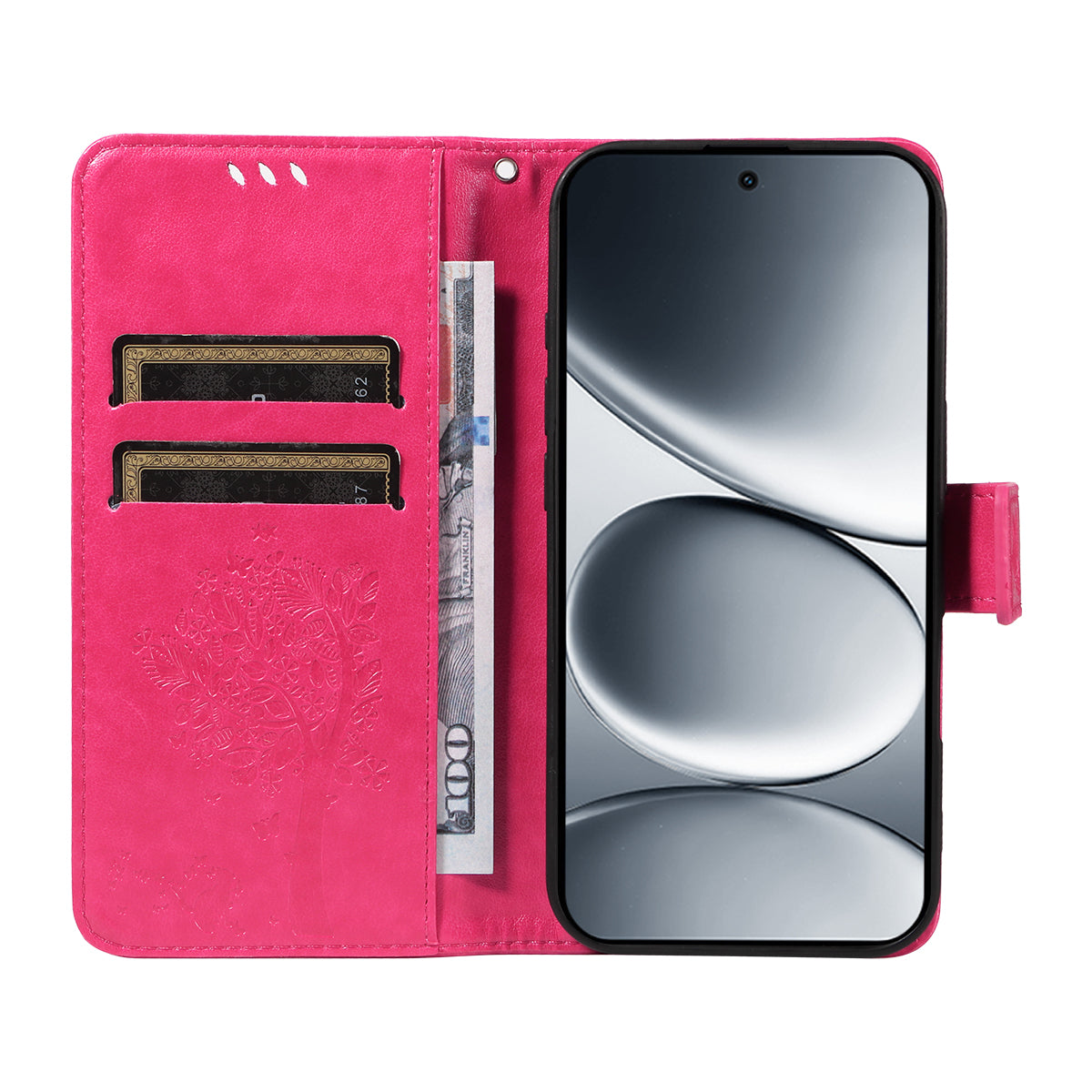 For Xiaomi Redmi Note 15 Pro 5G (Global) Phone Case with Stand Cat Tree Pattern Leather Wallet Mobile Cover - Rose