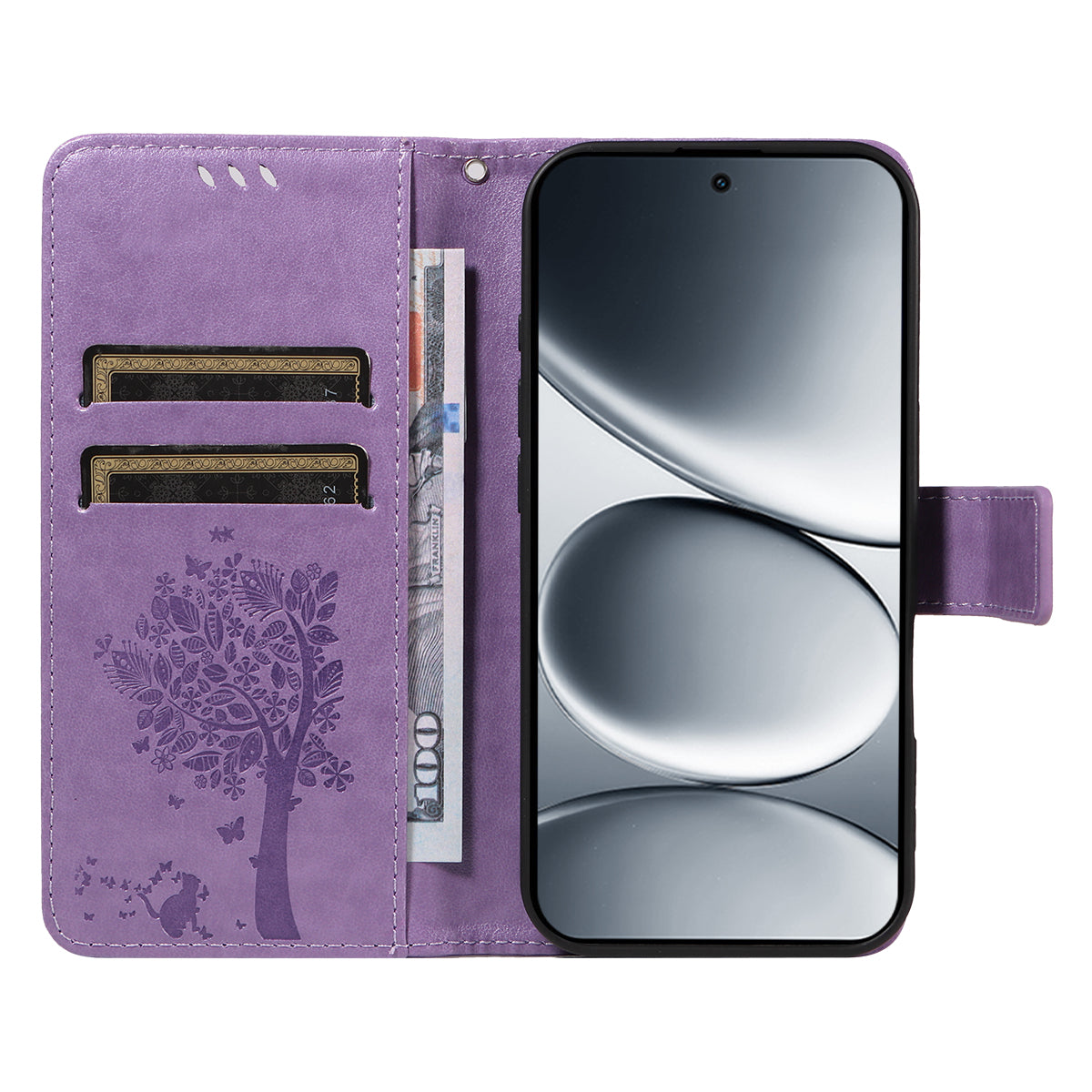 For Xiaomi Redmi Note 15 Pro 5G (Global) Phone Case with Stand Cat Tree Pattern Leather Wallet Mobile Cover -  Light Purple
