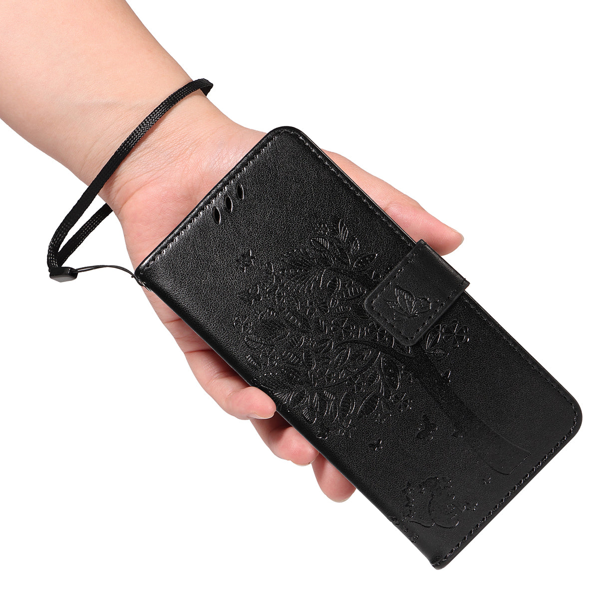 For Xiaomi Poco M8 Pro 5G / Redmi Note 15 Pro+ 5G (Global) Phone Case with Stand Cat Tree Pattern Leather Wallet Mobile Cover -  Black