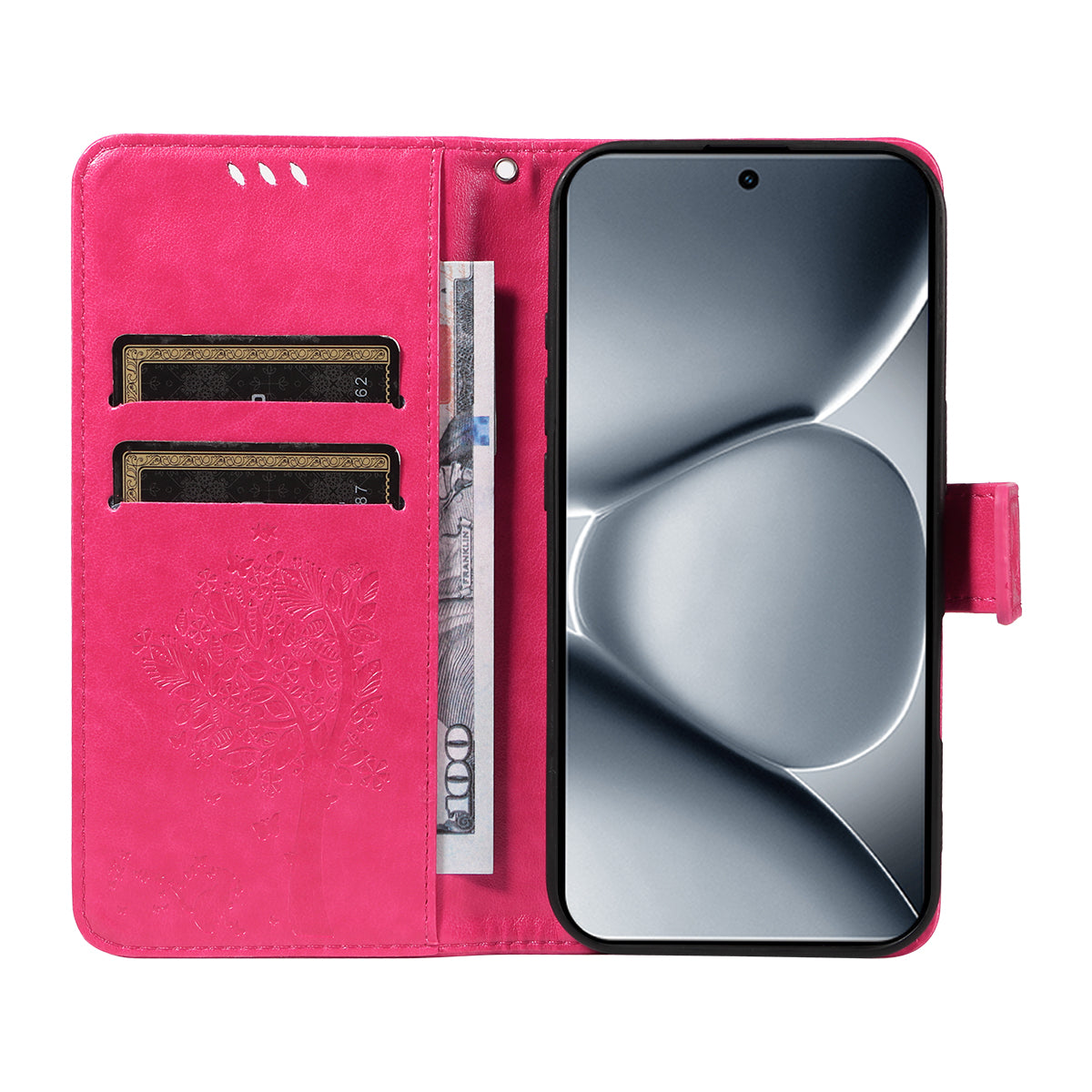 For Xiaomi Poco M8 Pro 5G / Redmi Note 15 Pro+ 5G (Global) Phone Case with Stand Cat Tree Pattern Leather Wallet Mobile Cover - Rose