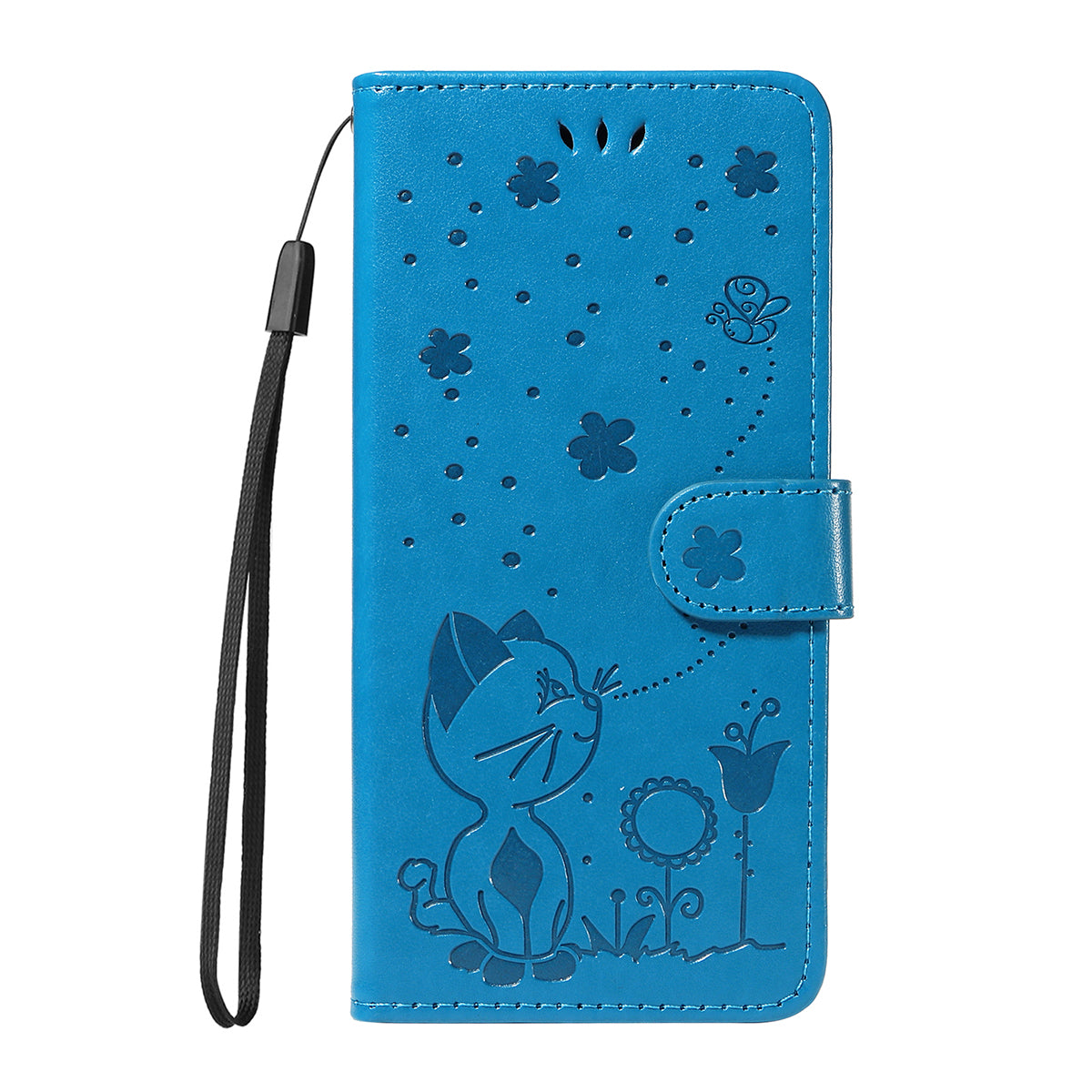 For Xiaomi Redmi Note 15 Pro 5G (Global) Leather Wallet Case Cat Bee Pattern Phone Cover Stand - Blue