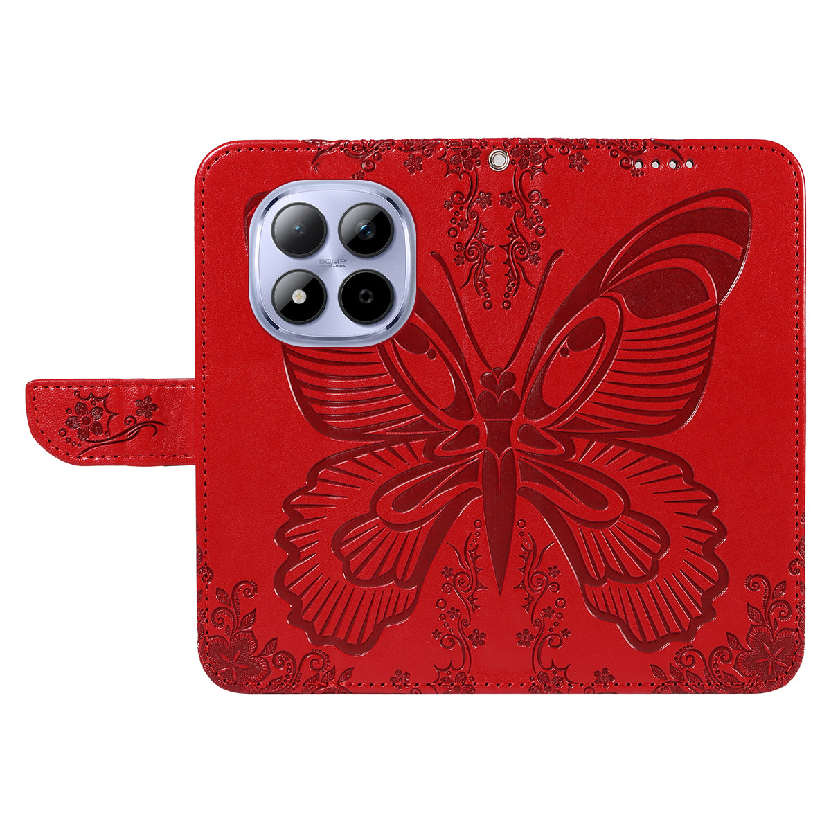 For Xiaomi Redmi Note 15 Pro 5G (Global) Case Butterfly Pattern PU Leather Folio Flip Phone Cover -  Red