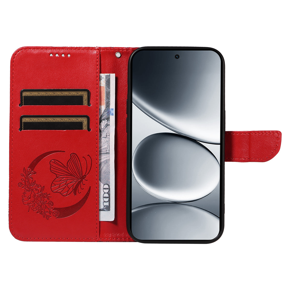 For Xiaomi Redmi Note 15 Pro 5G (Global) Case Butterfly Pattern PU Leather Folio Flip Phone Cover -  Red