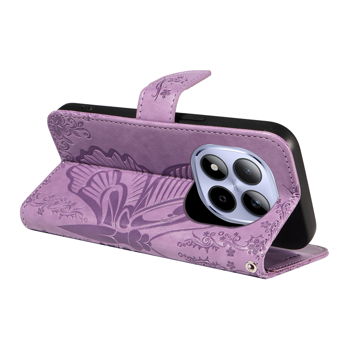 For Xiaomi Redmi Note 15 Pro 5G (Global) Case Butterfly Pattern PU Leather Folio Flip Phone Cover -  Light Purple