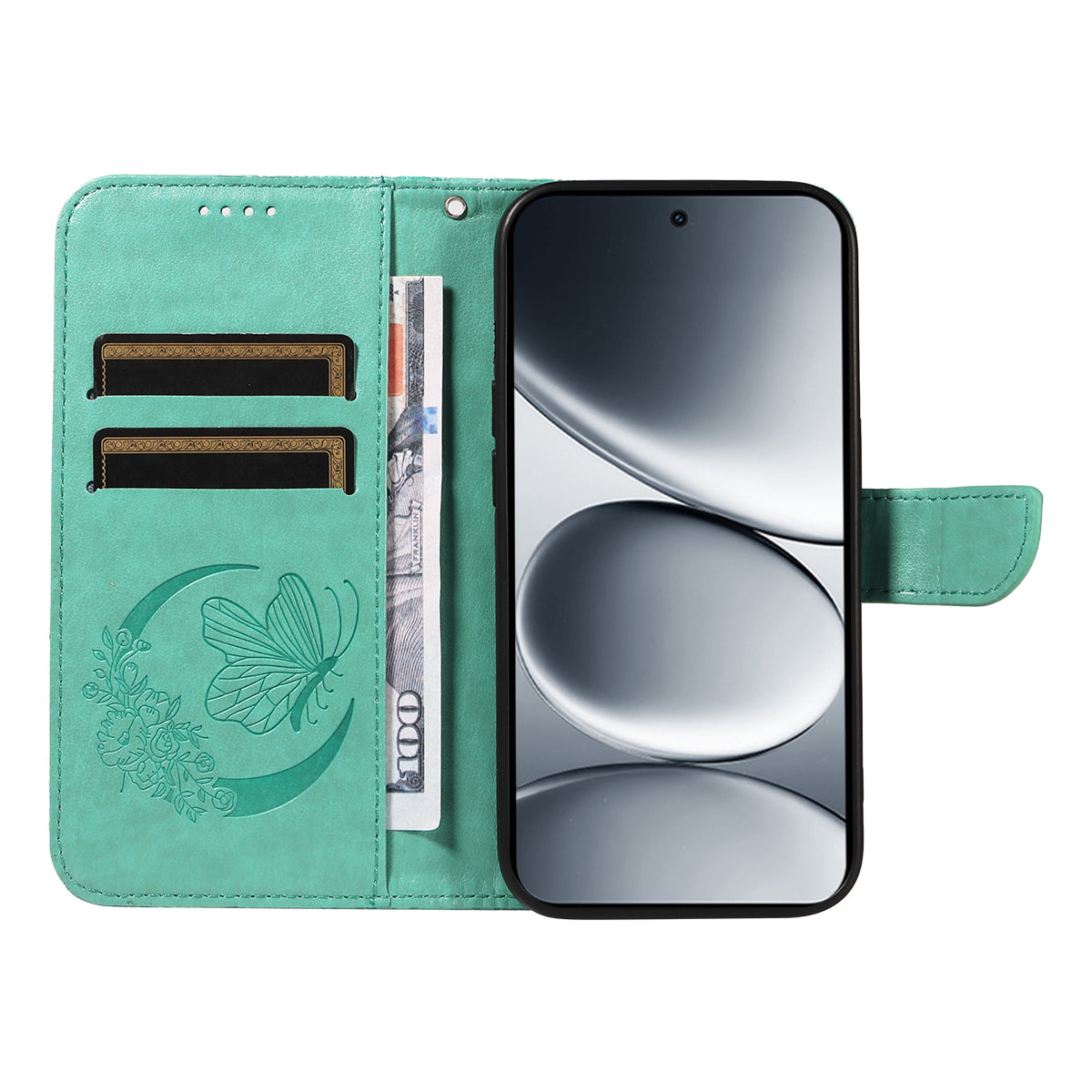 For Xiaomi Redmi Note 15 Pro 5G (Global) Case Butterfly Pattern PU Leather Folio Flip Phone Cover -  Green