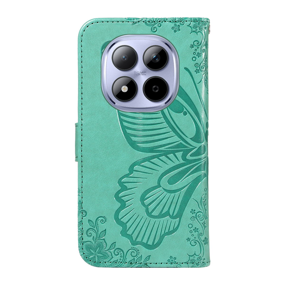 For Xiaomi Redmi Note 15 Pro 5G (Global) Case Butterfly Pattern PU Leather Folio Flip Phone Cover -  Green