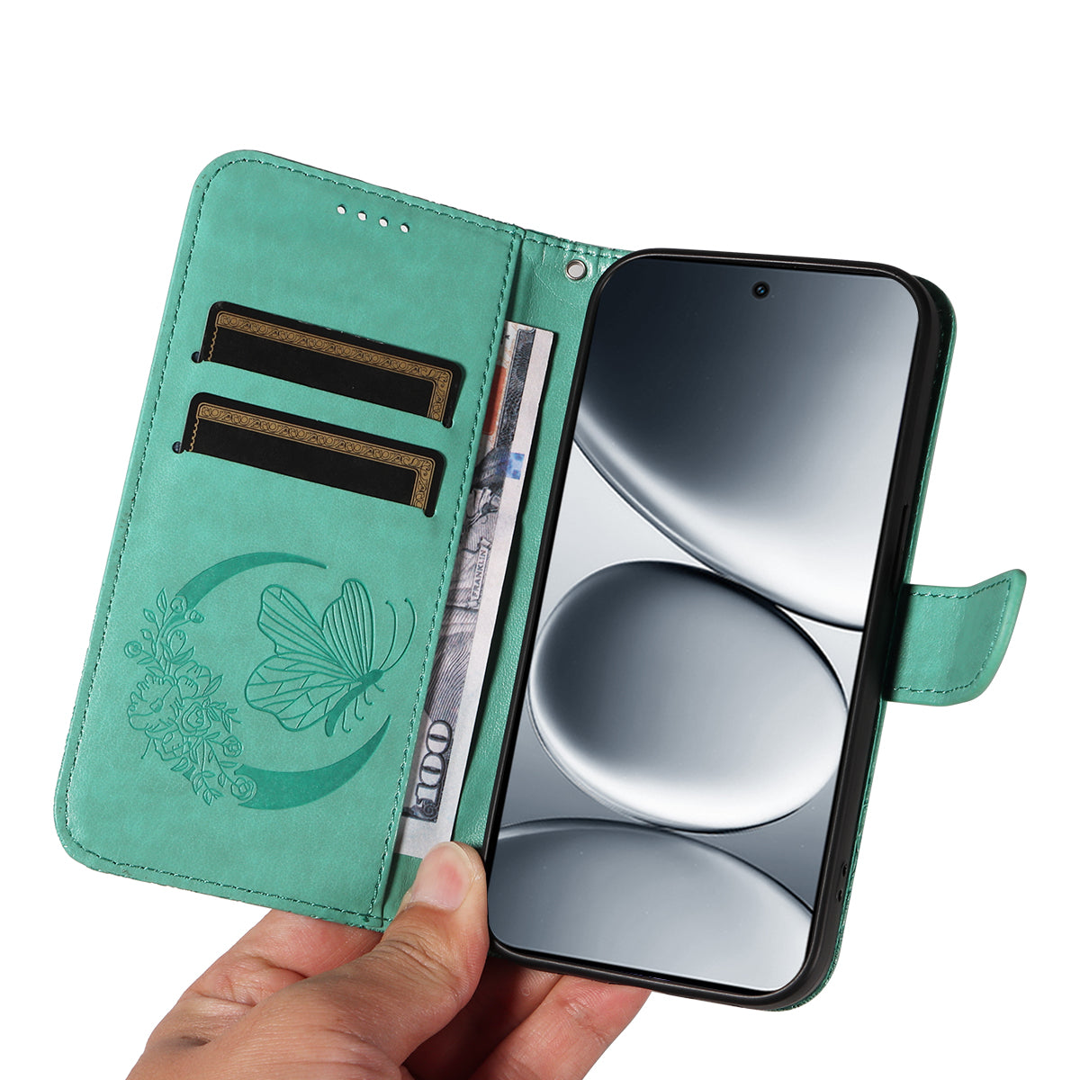 For Xiaomi Redmi Note 15 Pro 5G (Global) Case Butterfly Pattern PU Leather Folio Flip Phone Cover -  Green