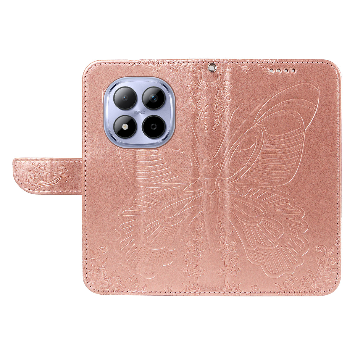 For Xiaomi Redmi Note 15 Pro 5G (Global) Case Butterfly Pattern PU Leather Folio Flip Phone Cover -  Rose Gold