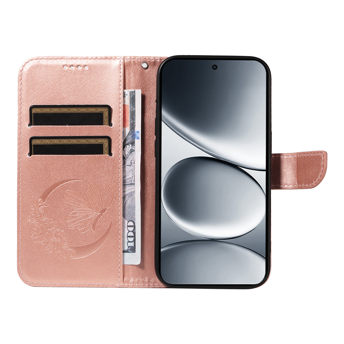 For Xiaomi Redmi Note 15 Pro 5G (Global) Case Butterfly Pattern PU Leather Folio Flip Phone Cover -  Rose Gold