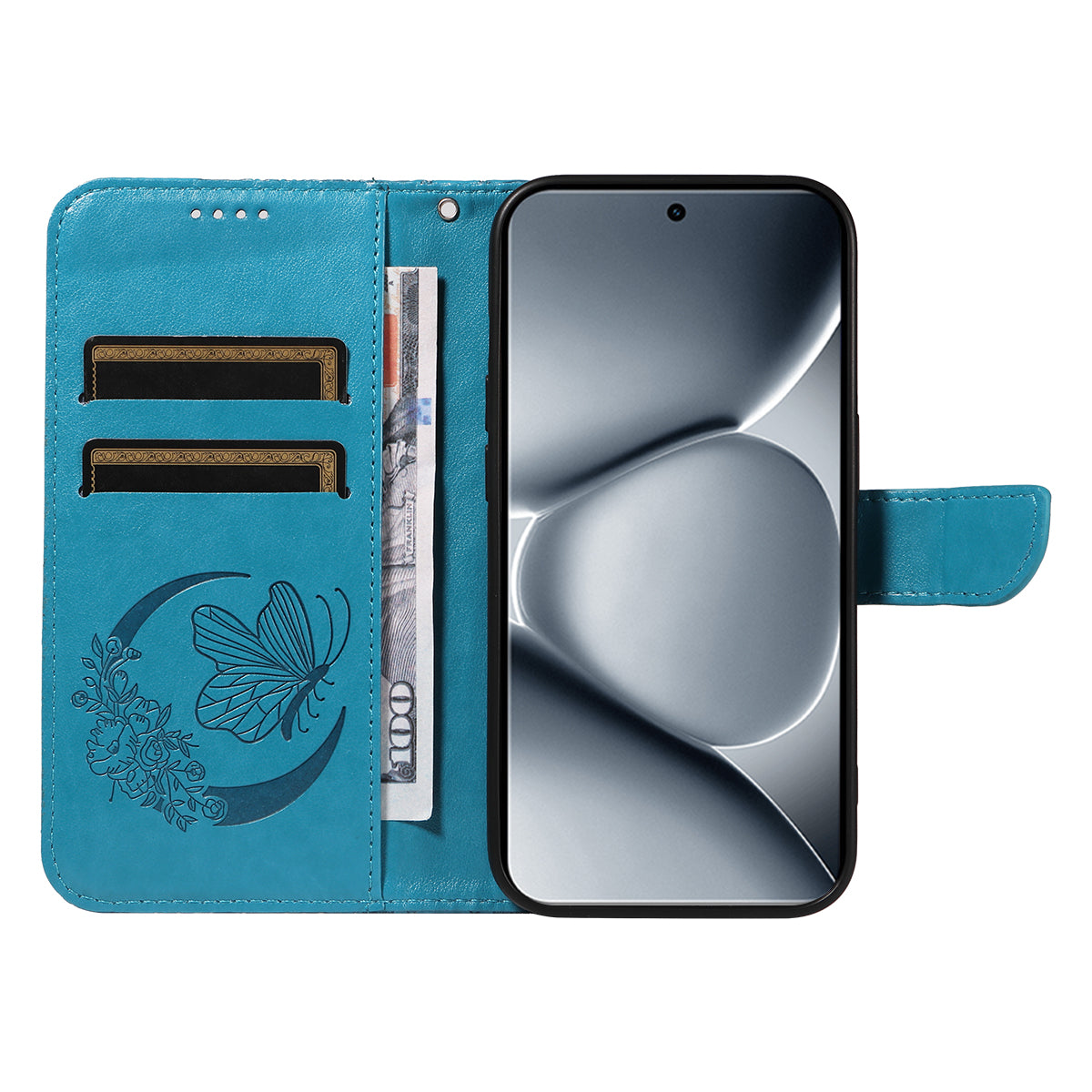 For Xiaomi Poco M8 Pro 5G / Redmi Note 15 Pro+ 5G (Global) Case Butterfly Pattern PU Leather Folio Flip Phone Cover -  Blue