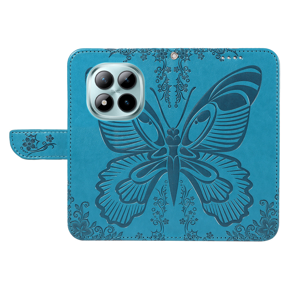For Xiaomi Poco M8 Pro 5G / Redmi Note 15 Pro+ 5G (Global) Case Butterfly Pattern PU Leather Folio Flip Phone Cover -  Blue