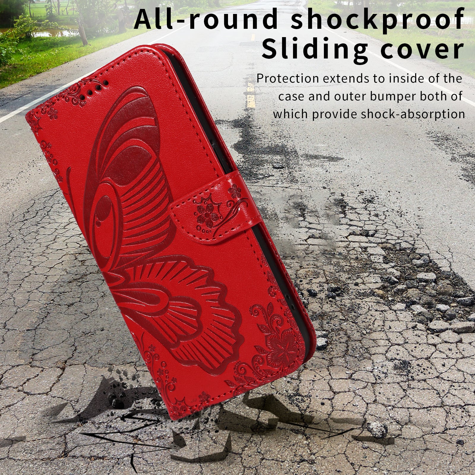 For Xiaomi Poco M8 Pro 5G / Redmi Note 15 Pro+ 5G (Global) Case Butterfly Pattern PU Leather Folio Flip Phone Cover -  Red