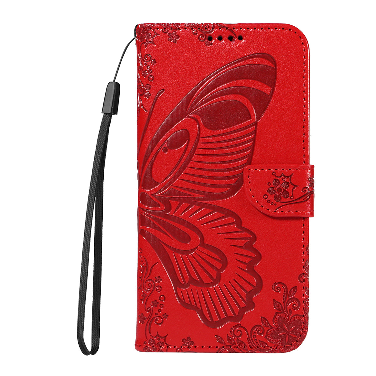 For Xiaomi Poco M8 Pro 5G / Redmi Note 15 Pro+ 5G (Global) Case Butterfly Pattern PU Leather Folio Flip Phone Cover -  Red