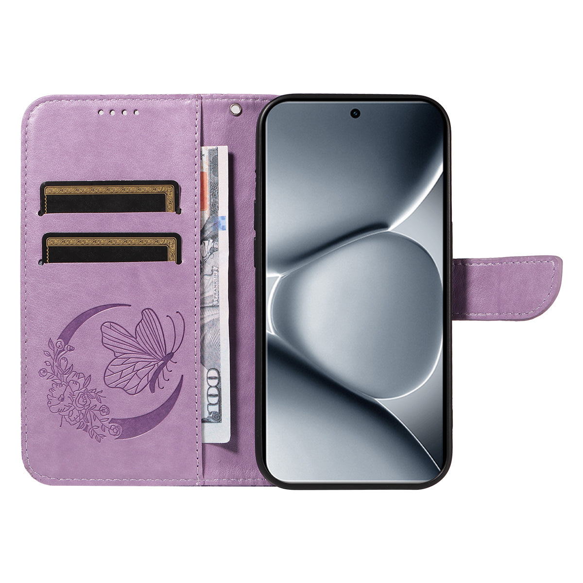 For Xiaomi Poco M8 Pro 5G / Redmi Note 15 Pro+ 5G (Global) Case Butterfly Pattern PU Leather Folio Flip Phone Cover -  Light Purple