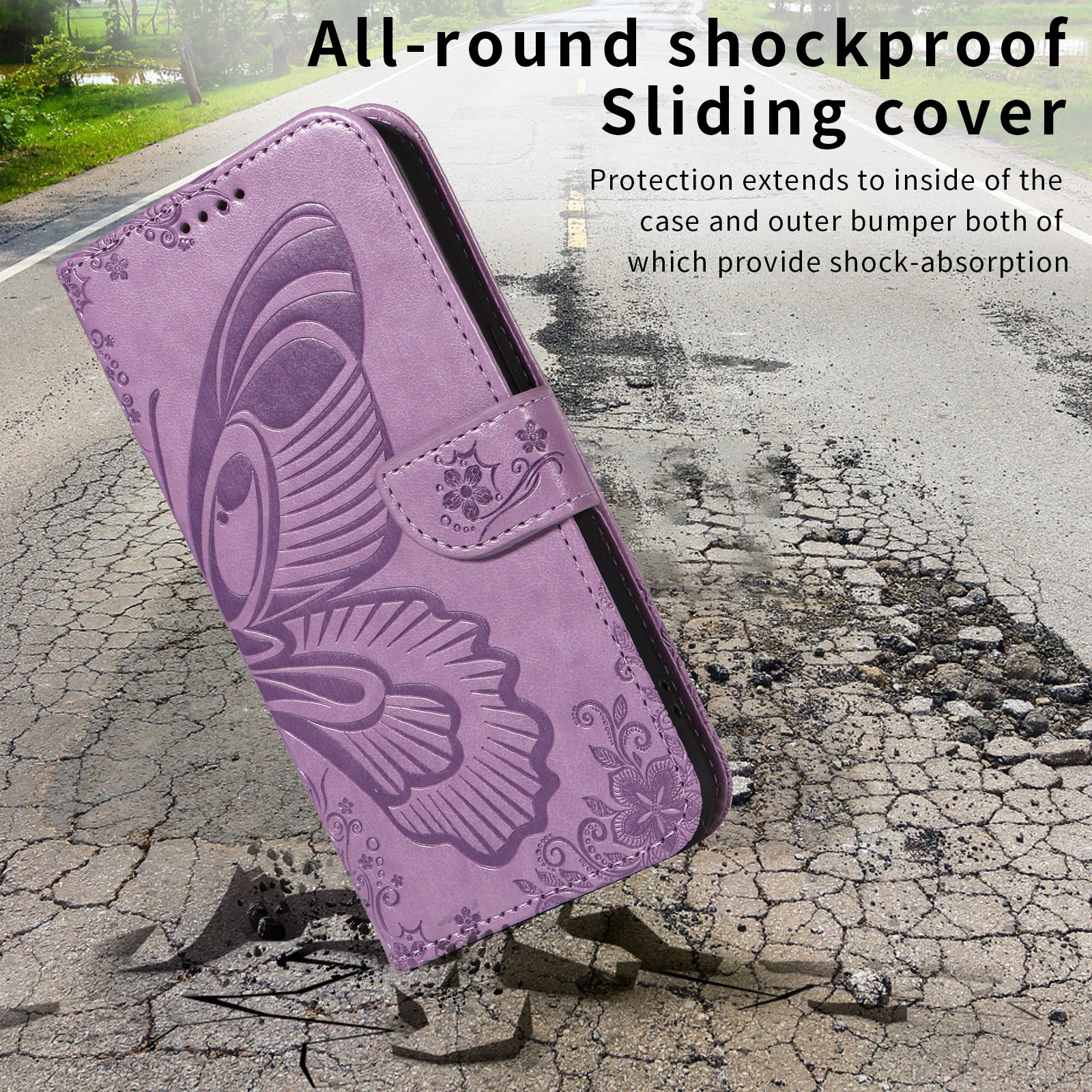 For Xiaomi Poco M8 Pro 5G / Redmi Note 15 Pro+ 5G (Global) Case Butterfly Pattern PU Leather Folio Flip Phone Cover -  Light Purple