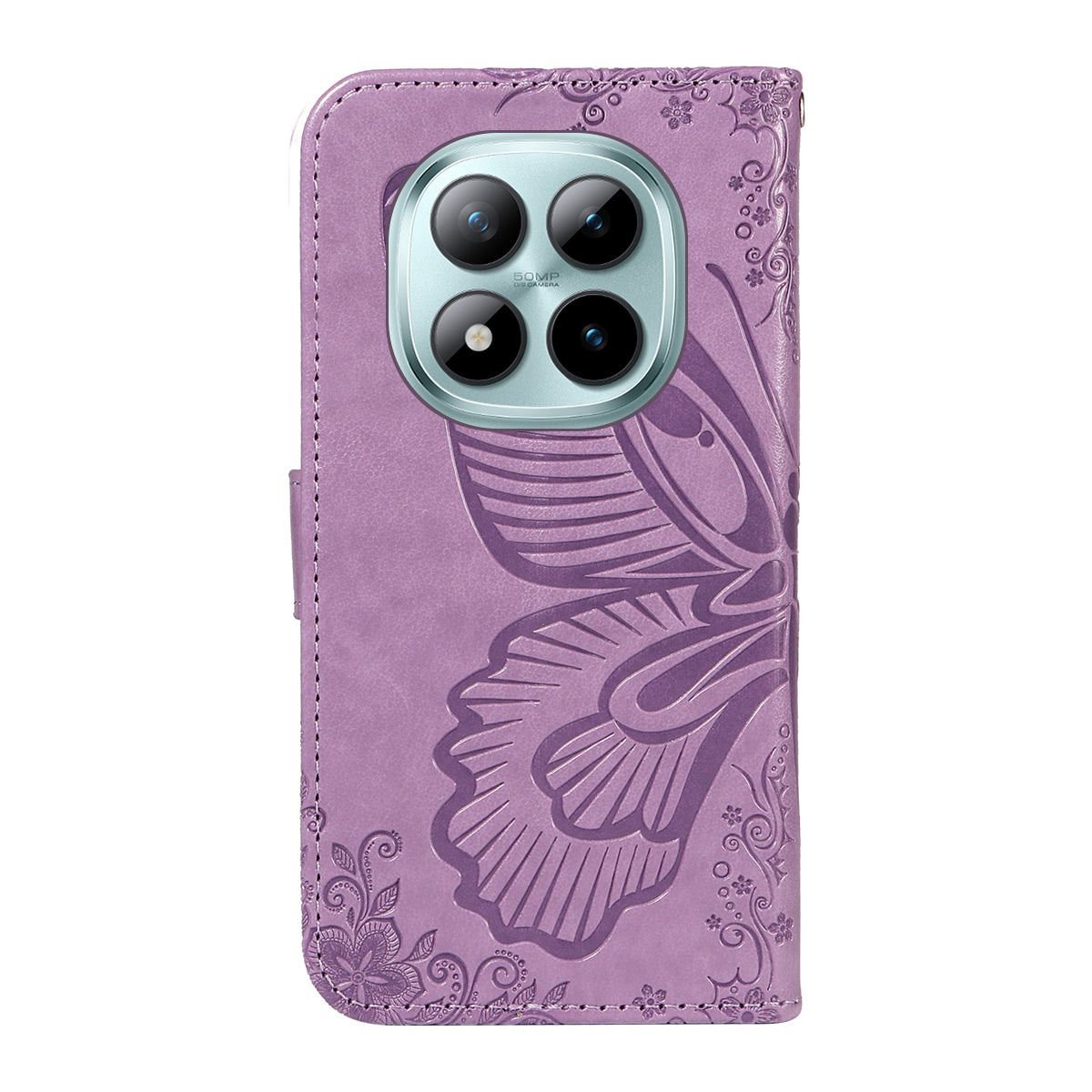 For Xiaomi Poco M8 Pro 5G / Redmi Note 15 Pro+ 5G (Global) Case Butterfly Pattern PU Leather Folio Flip Phone Cover -  Light Purple