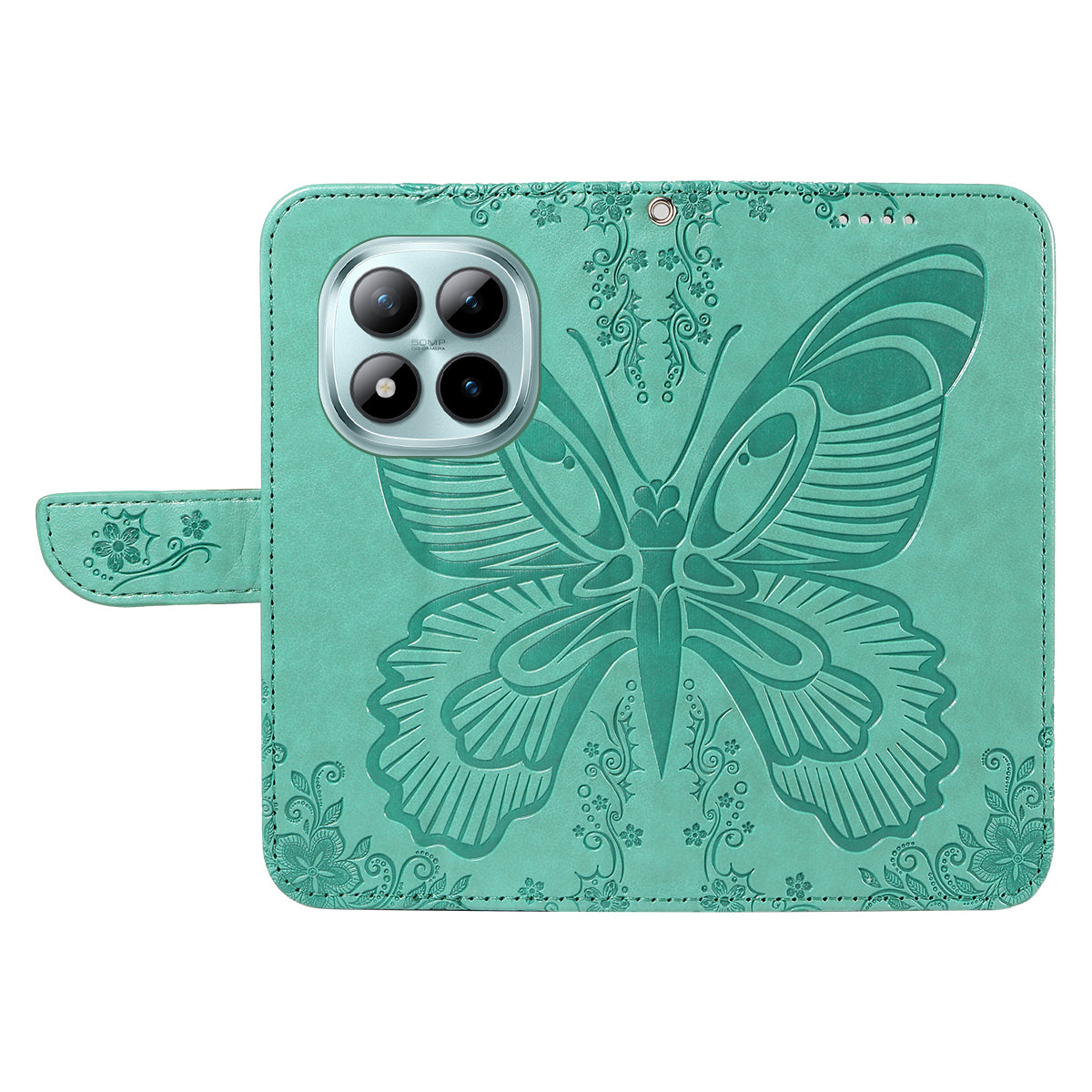 For Xiaomi Poco M8 Pro 5G / Redmi Note 15 Pro+ 5G (Global) Case Butterfly Pattern PU Leather Folio Flip Phone Cover -  Green