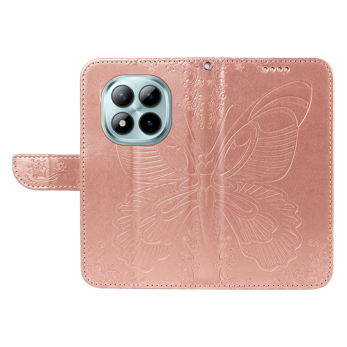 For Xiaomi Poco M8 Pro 5G / Redmi Note 15 Pro+ 5G (Global) Case Butterfly Pattern PU Leather Folio Flip Phone Cover -  Rose Gold
