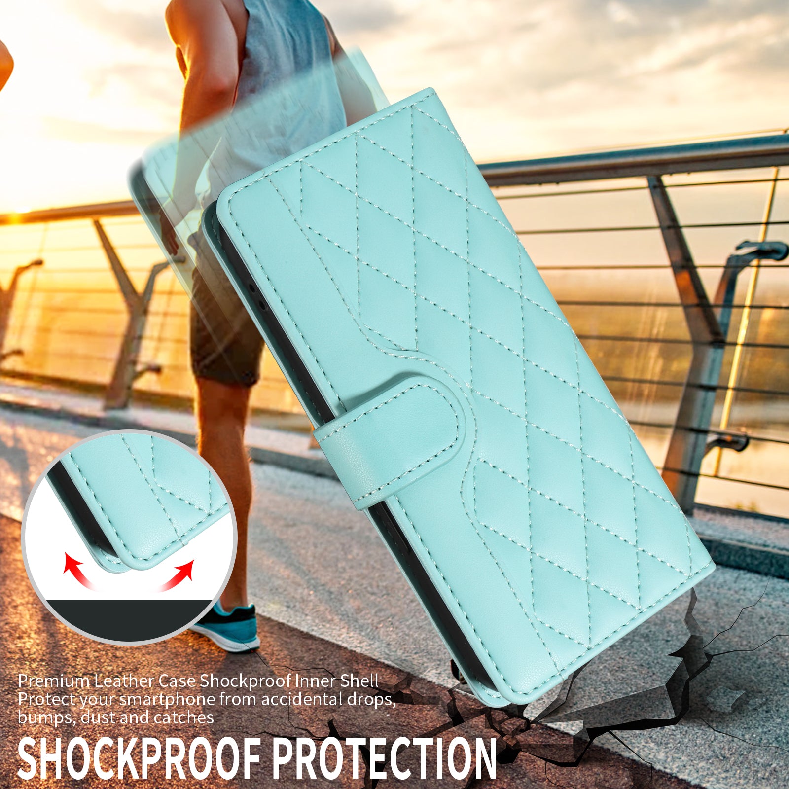 For Xiaomi Poco M8 Pro 5G / Redmi Note 15 Pro+ 5G (Global) Wallet Case Rhombus Leather Phone Cover with Strap - Green