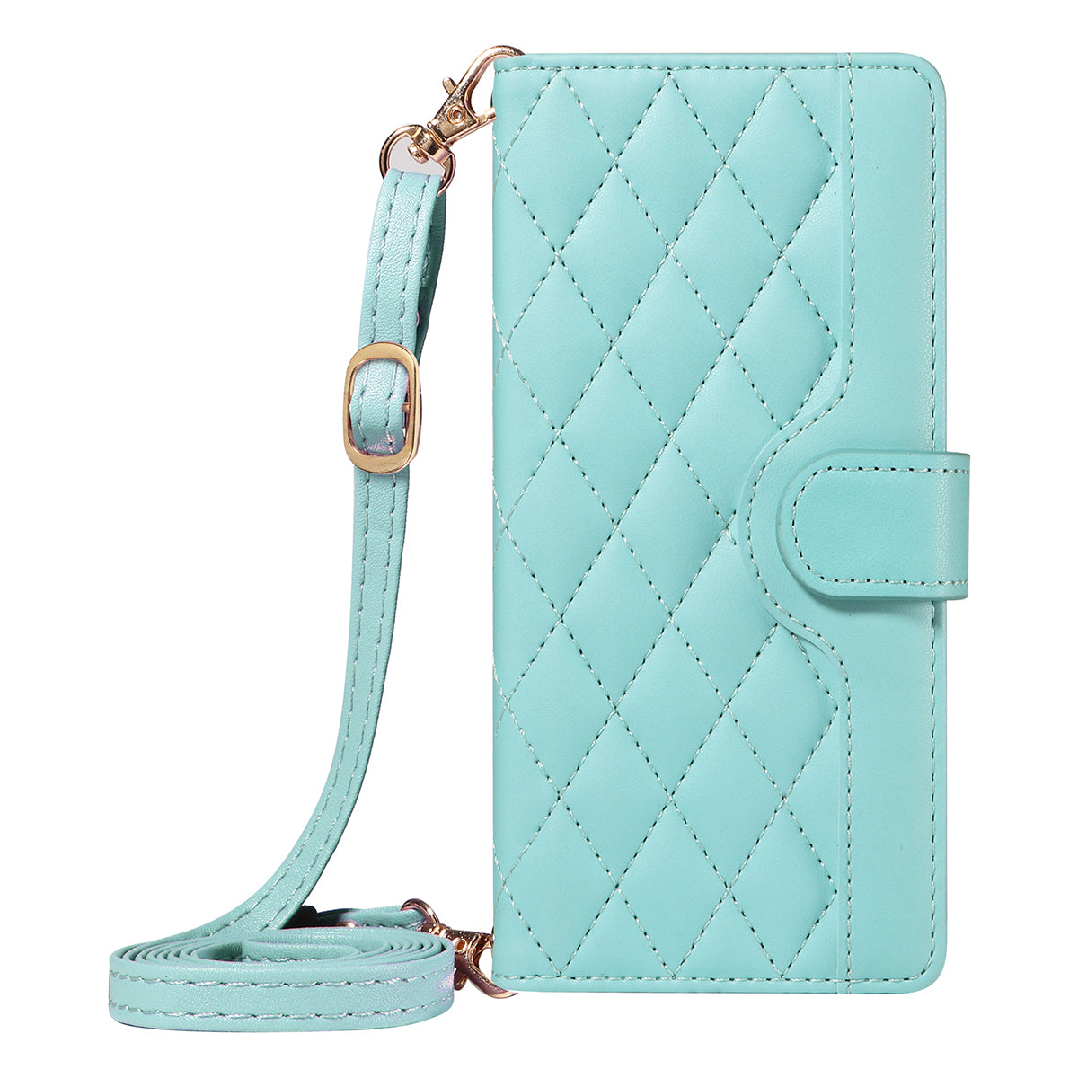 For Xiaomi Poco M8 Pro 5G / Redmi Note 15 Pro+ 5G (Global) Wallet Case Rhombus Leather Phone Cover with Strap - Green