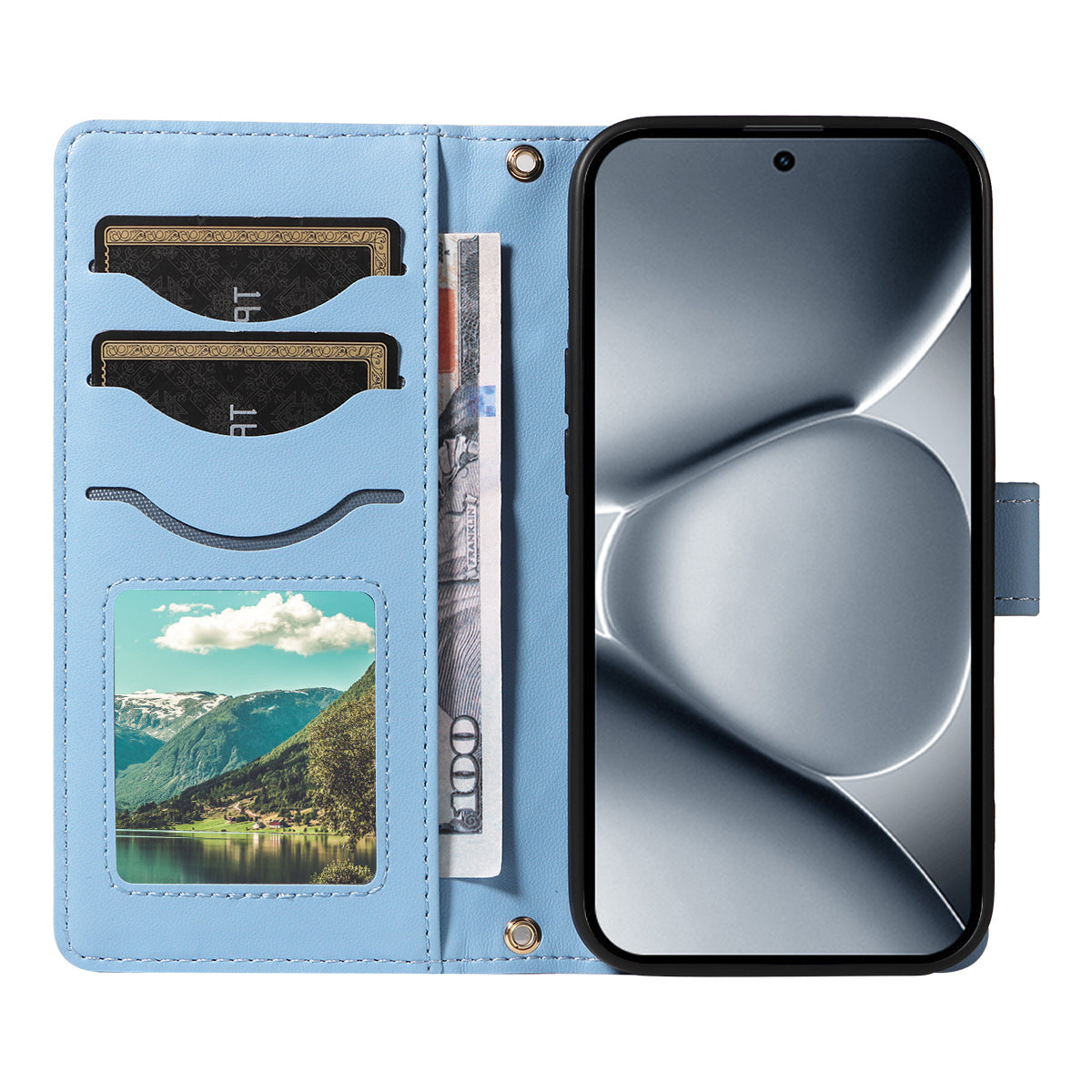 For Xiaomi Poco M8 Pro 5G / Redmi Note 15 Pro+ 5G (Global) Wallet Case Rhombus Leather Phone Cover with Strap - Blue