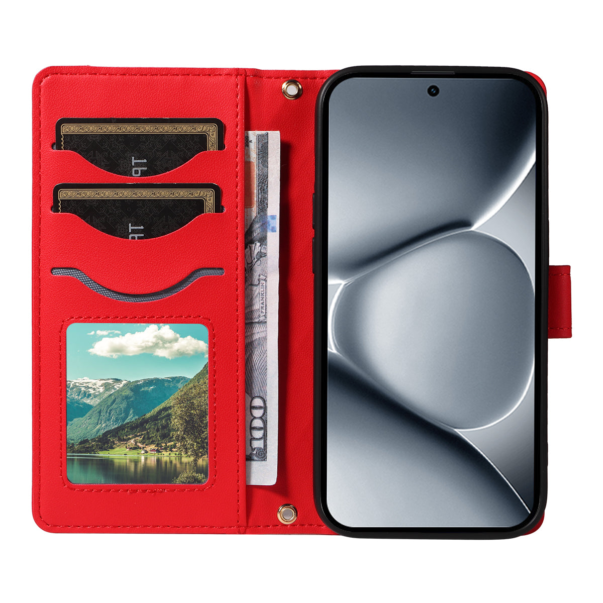For Xiaomi Poco M8 Pro 5G / Redmi Note 15 Pro+ 5G (Global) Wallet Case Rhombus Leather Phone Cover with Strap -  Red