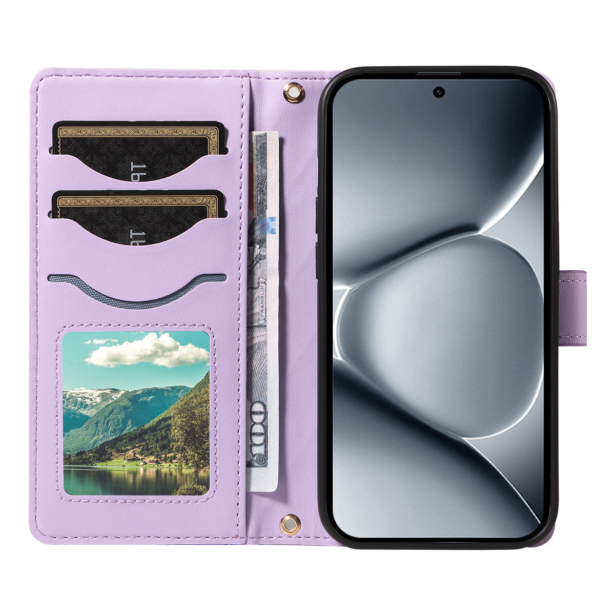 For Xiaomi Poco M8 Pro 5G / Redmi Note 15 Pro+ 5G (Global) Wallet Case Rhombus Leather Phone Cover with Strap -  Light Purple