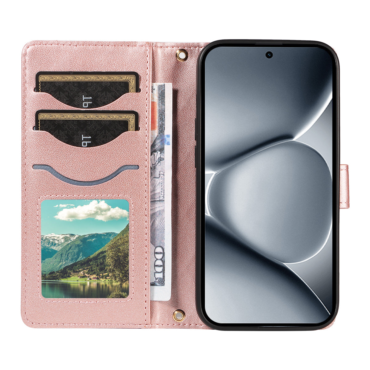 For Xiaomi Poco M8 Pro 5G / Redmi Note 15 Pro+ 5G (Global) Wallet Case Rhombus Leather Phone Cover with Strap -  Rose Gold