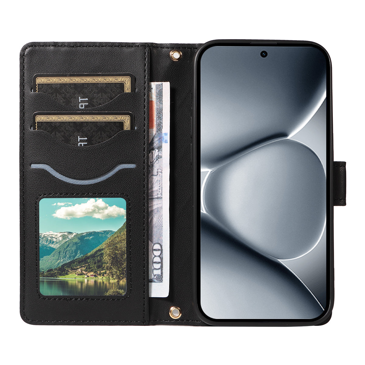 For Xiaomi Poco M8 Pro 5G / Redmi Note 15 Pro+ 5G (Global) Wallet Case Rhombus Leather Phone Cover with Strap - Black