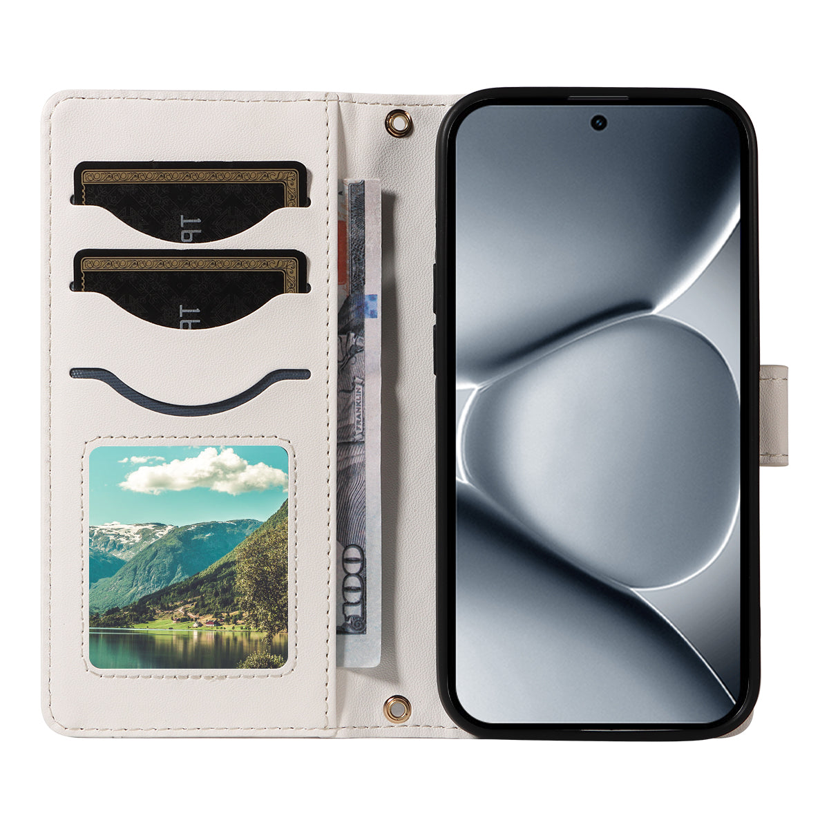 For Xiaomi Poco M8 Pro 5G / Redmi Note 15 Pro+ 5G (Global) Wallet Case Rhombus Leather Phone Cover with Strap - White