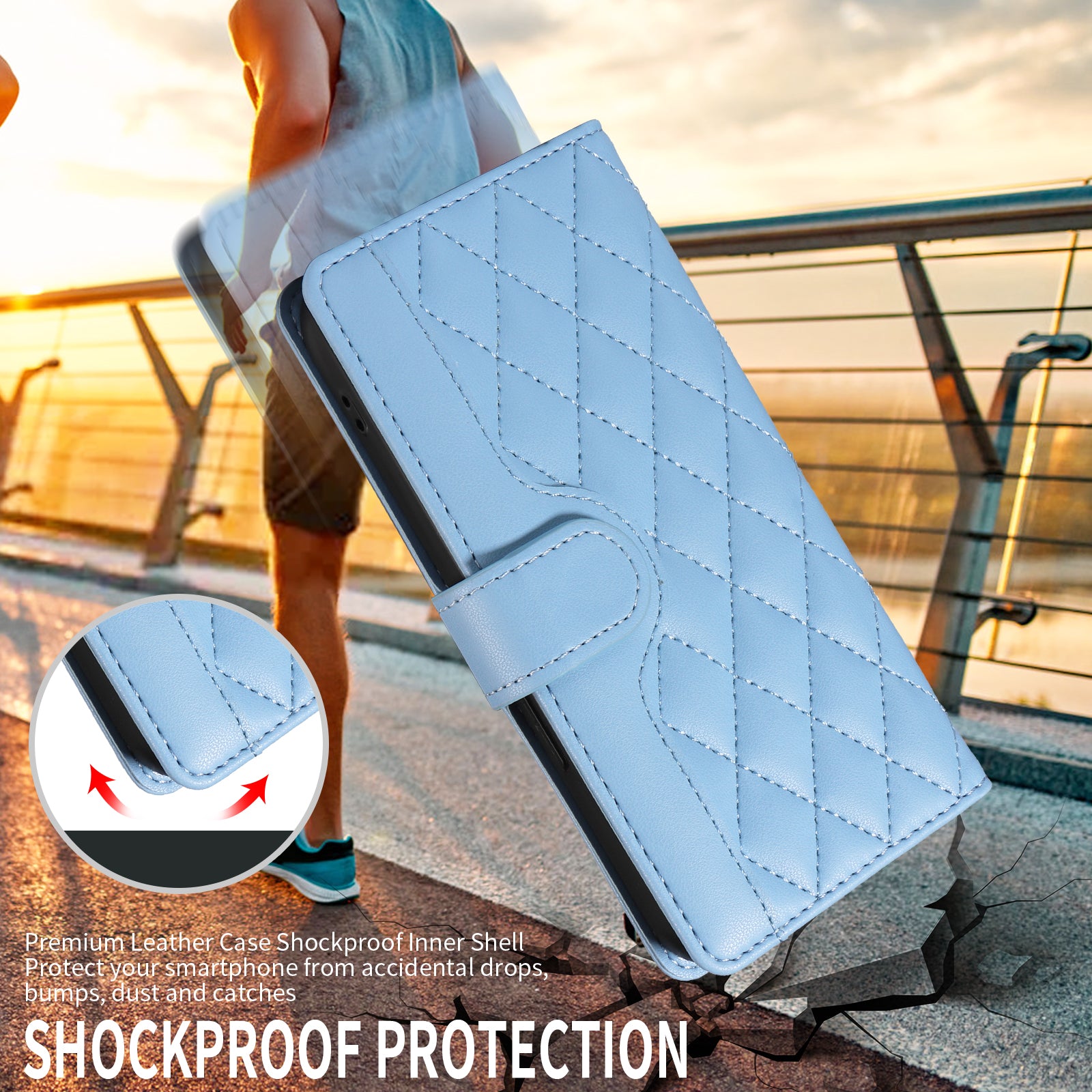 For Xiaomi Redmi Note 15 Pro 5G (Global) Wallet Case Rhombus Leather Phone Cover with Strap - Blue