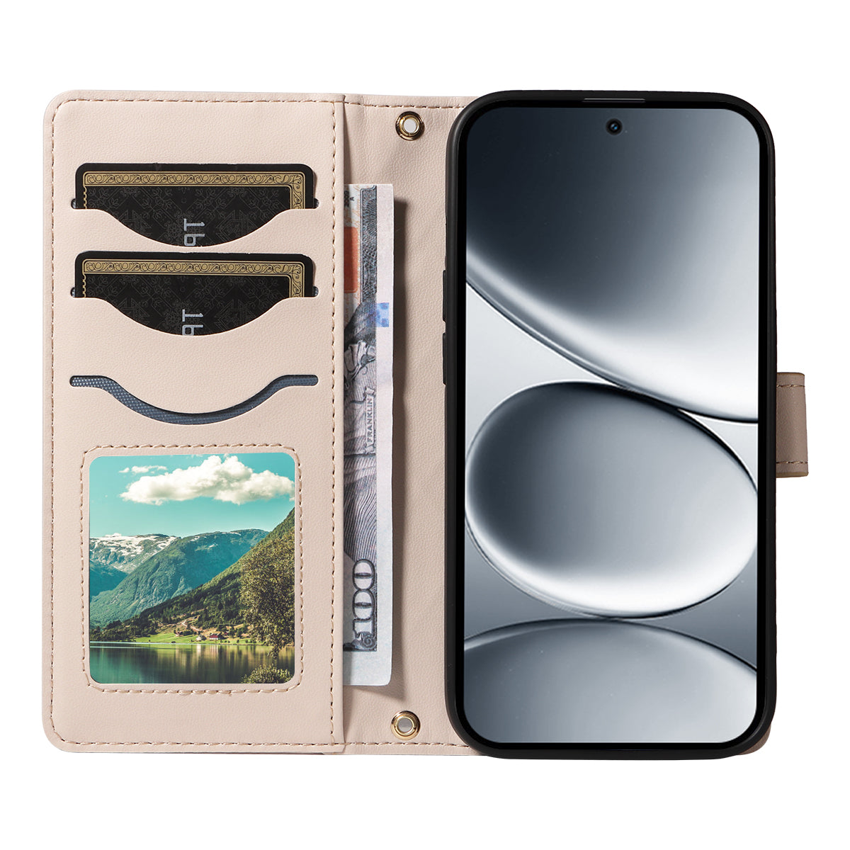 For Xiaomi Redmi Note 15 Pro 5G (Global) Wallet Case Rhombus Leather Phone Cover with Strap - Apricot