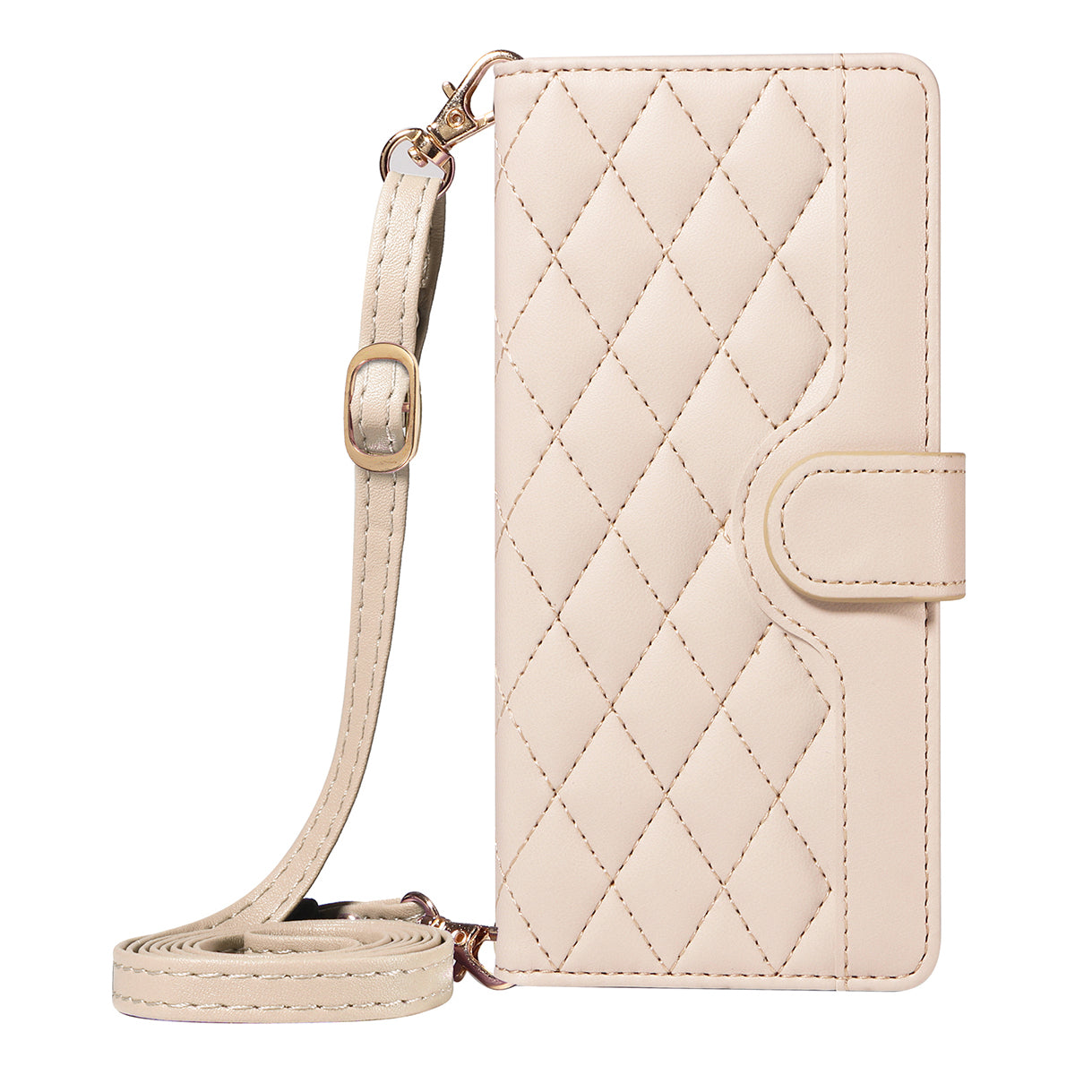 For Xiaomi Redmi Note 15 Pro 5G (Global) Wallet Case Rhombus Leather Phone Cover with Strap - Apricot