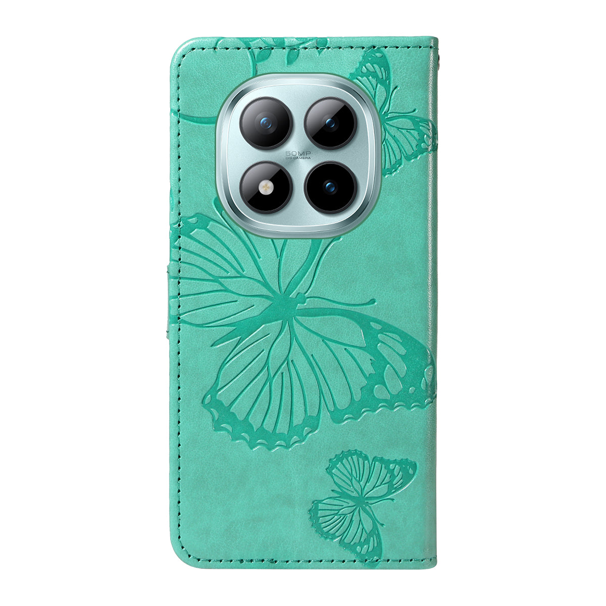 For Xiaomi Poco M8 Pro 5G / Redmi Note 15 Pro+ 5G (Global) Wallet Case Floral Butterfly Imprinted Leather Phone Cover Stand -  Green