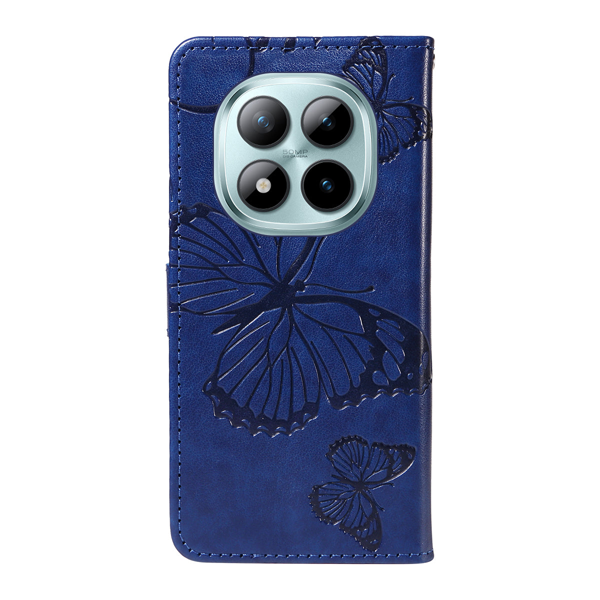 For Xiaomi Poco M8 Pro 5G / Redmi Note 15 Pro+ 5G (Global) Wallet Case Floral Butterfly Imprinted Leather Phone Cover Stand - Blue