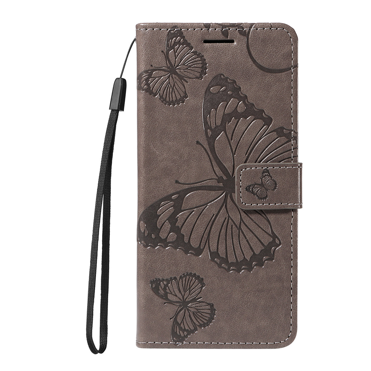 For Xiaomi Poco M8 Pro 5G / Redmi Note 15 Pro+ 5G (Global) Wallet Case Floral Butterfly Imprinted Leather Phone Cover Stand - Grey