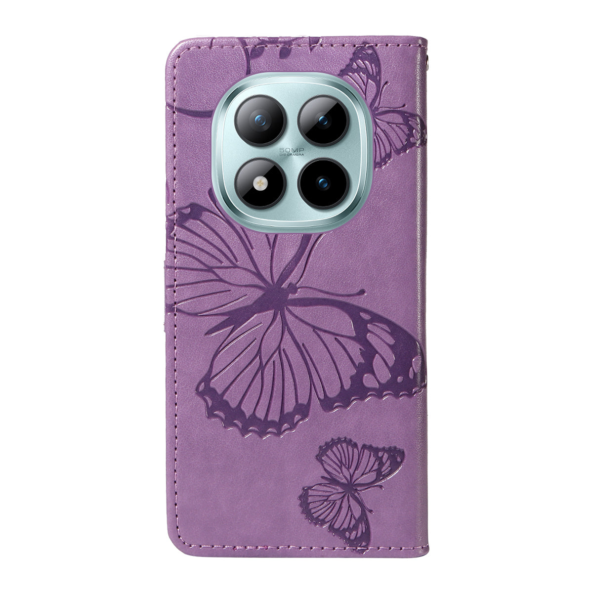 For Xiaomi Poco M8 Pro 5G / Redmi Note 15 Pro+ 5G (Global) Wallet Case Floral Butterfly Imprinted Leather Phone Cover Stand - Light Purple