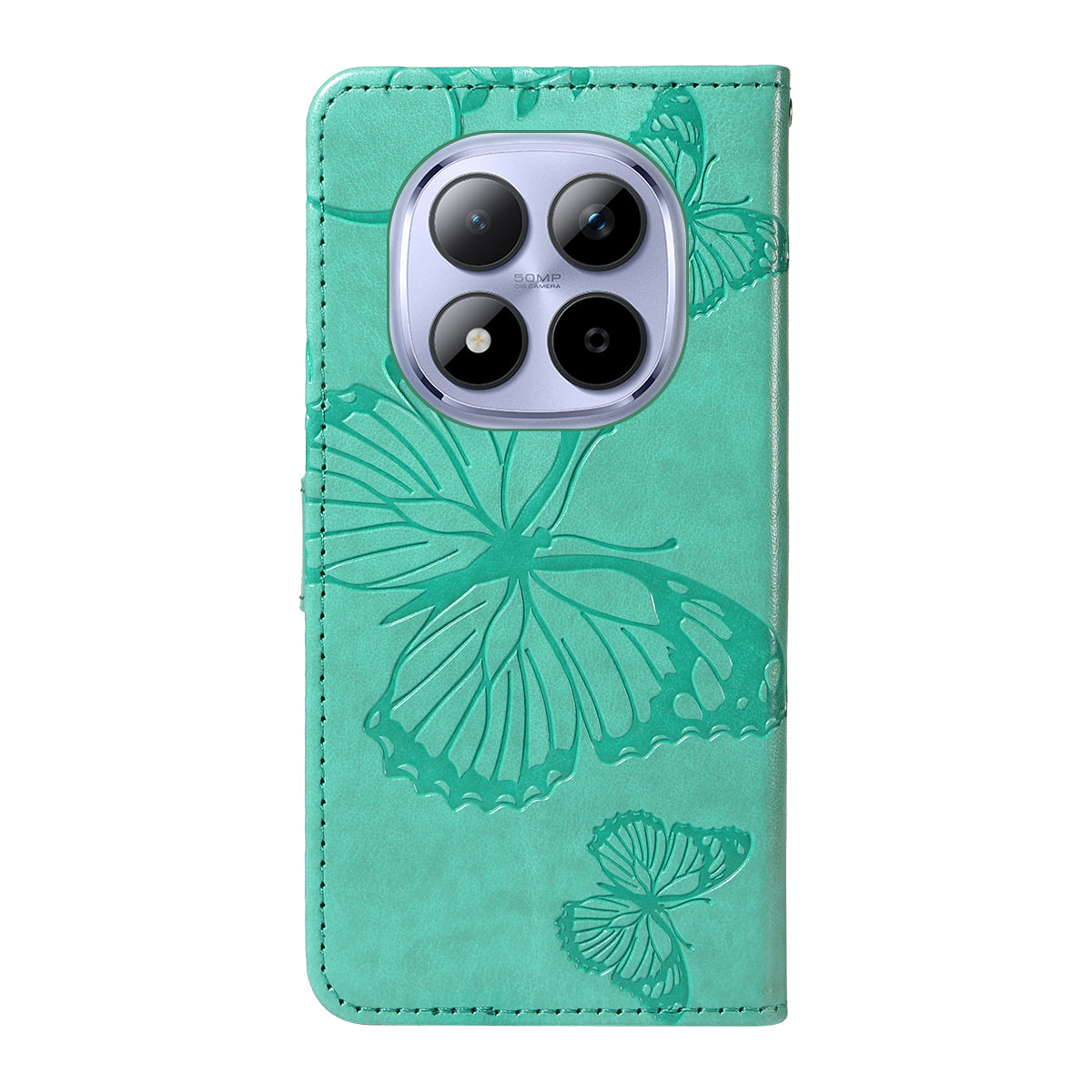 For Xiaomi Redmi Note 15 Pro 5G (Global) Wallet Case Floral Butterfly Imprinted Leather Phone Cover Stand -  Green