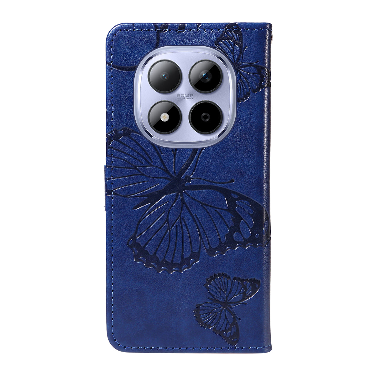 For Xiaomi Redmi Note 15 Pro 5G (Global) Wallet Case Floral Butterfly Imprinted Leather Phone Cover Stand - Blue