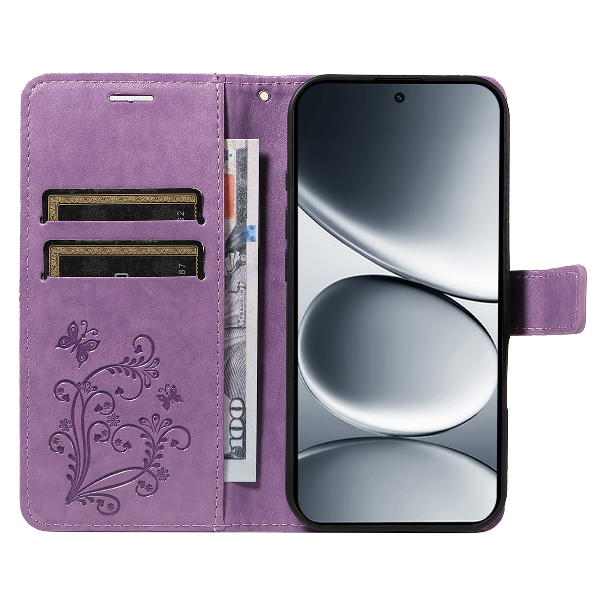For Xiaomi Redmi Note 15 Pro 5G (Global) Wallet Case Floral Butterfly Imprinted Leather Phone Cover Stand - Light Purple