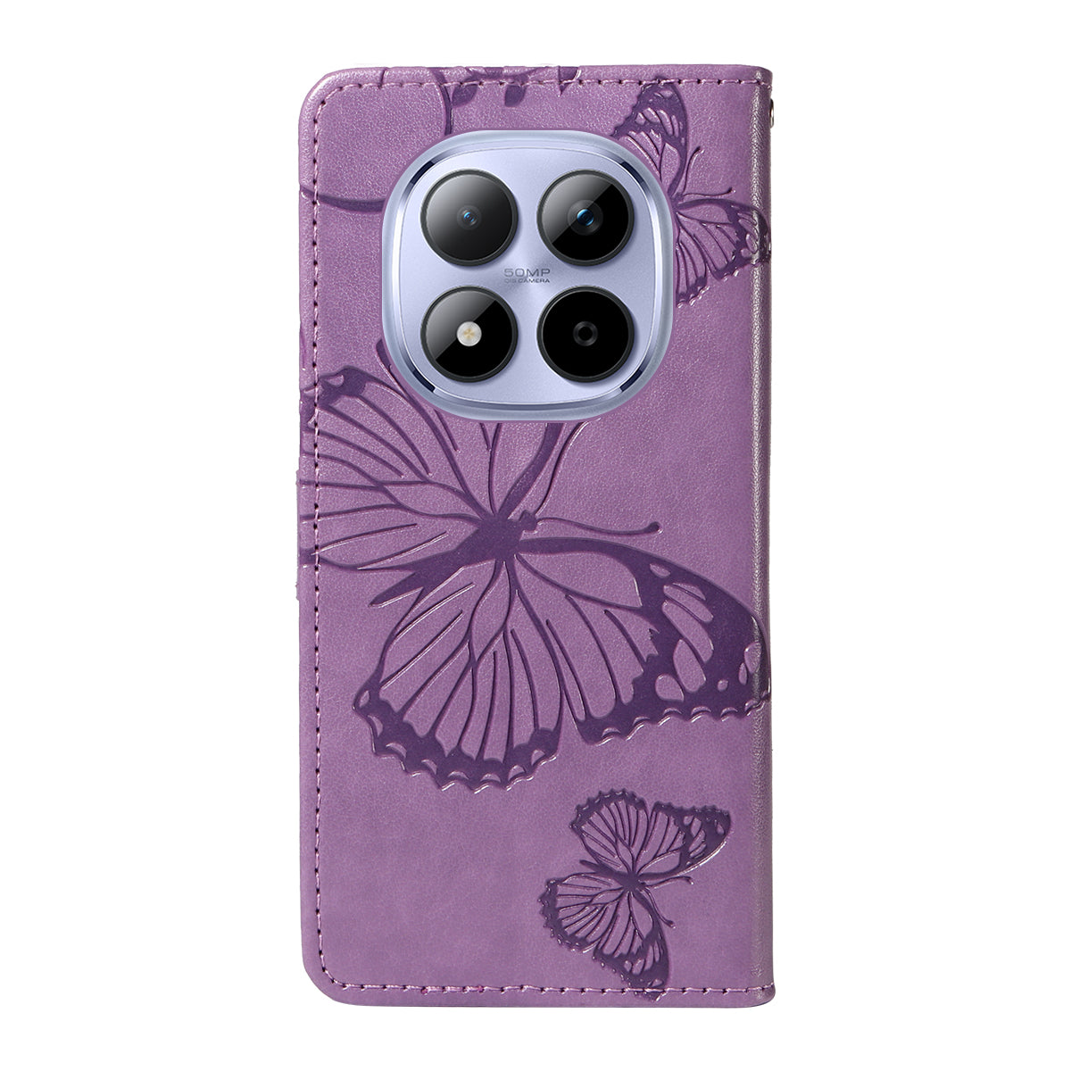 For Xiaomi Redmi Note 15 Pro 5G (Global) Wallet Case Floral Butterfly Imprinted Leather Phone Cover Stand - Light Purple