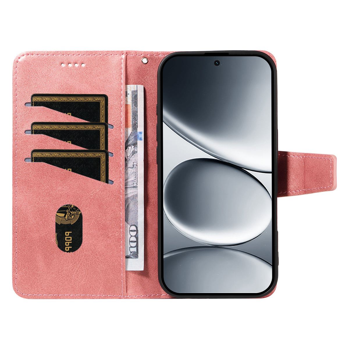 For Xiaomi Redmi Note 15 Pro 5G (Global) Leather Case Wallet Stand Grids Imprinted Phone Cover with Strap - Rose Gold