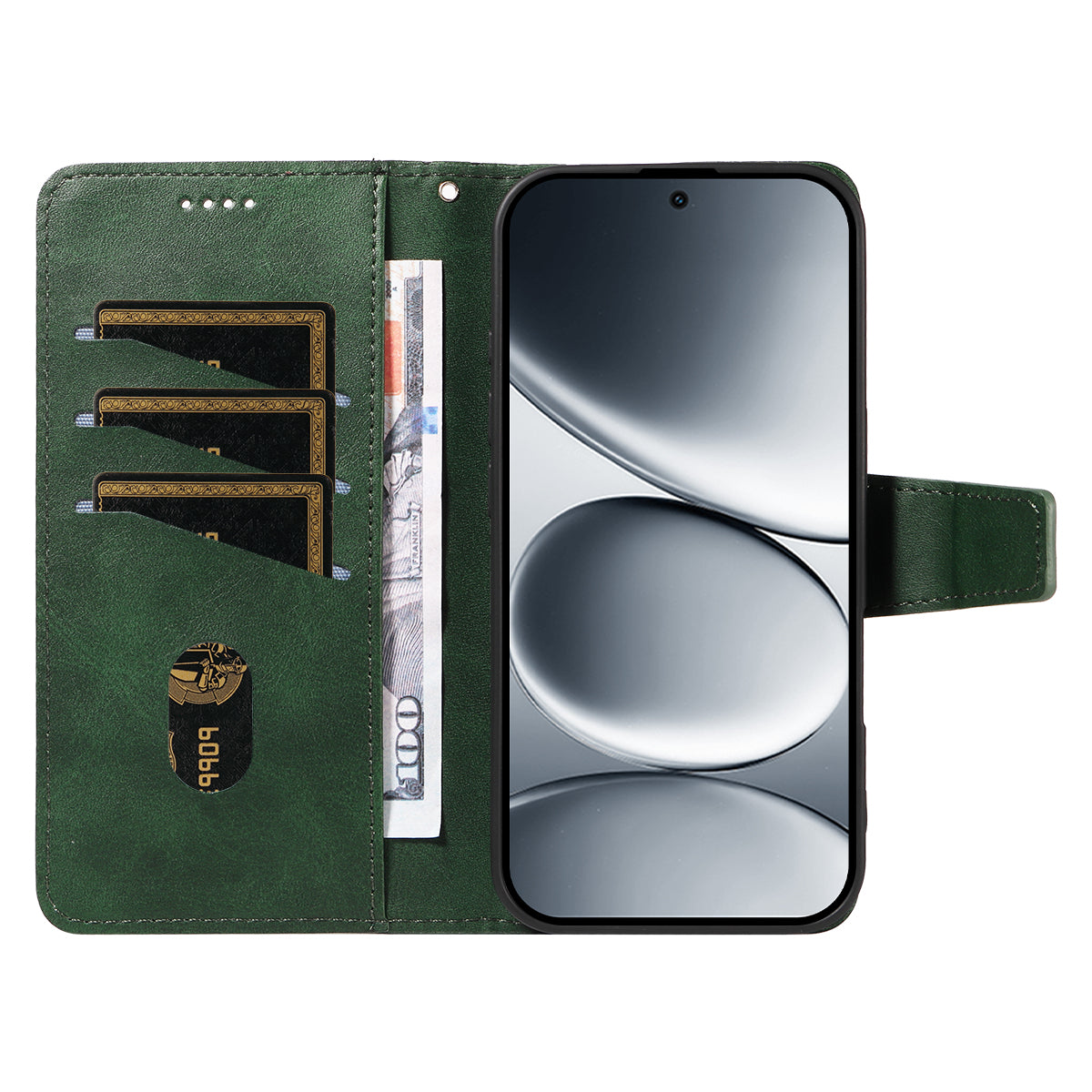 For Xiaomi Redmi Note 15 Pro 5G (Global) Leather Case Wallet Stand Grids Imprinted Phone Cover with Strap - Green