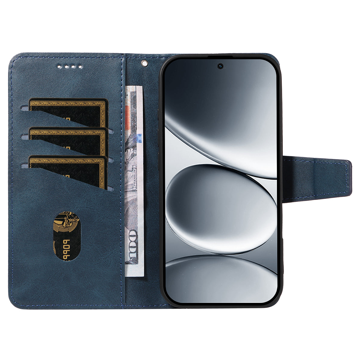 For Xiaomi Redmi Note 15 Pro 5G (Global) Leather Case Wallet Stand Grids Imprinted Phone Cover with Strap - Blue