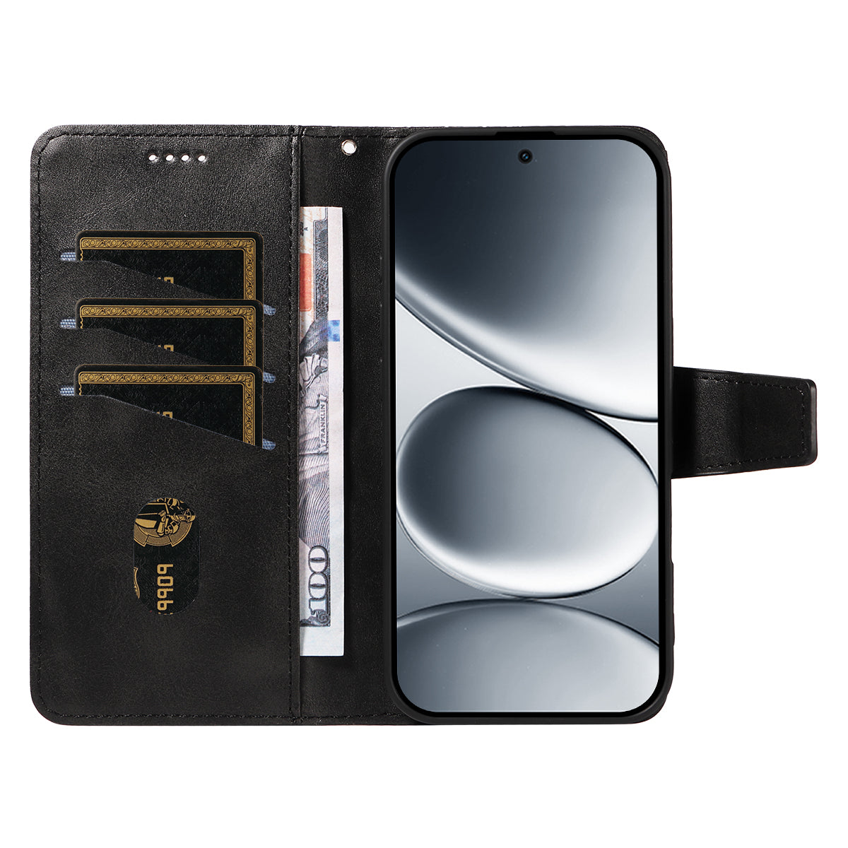 For Xiaomi Redmi Note 15 Pro 5G (Global) Leather Case Wallet Stand Grids Imprinted Phone Cover with Strap - Black