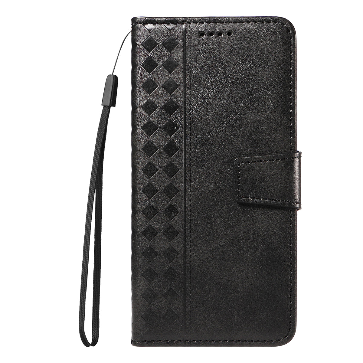 For Xiaomi Redmi Note 15 Pro 5G (Global) Leather Case Wallet Stand Grids Imprinted Phone Cover with Strap - Black
